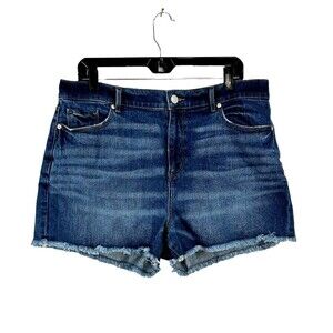 Loft Women High Rise Medium Wash Stretch Denim Cutoff Shorts Size 14 Waist 32 E4
